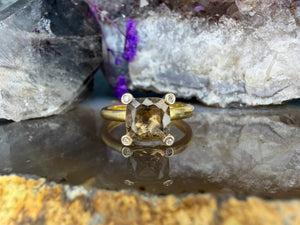 18 karaat gouden rookkwarts ring