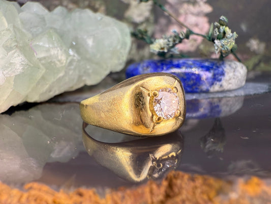 14 karaat gouden zegelring met diamant