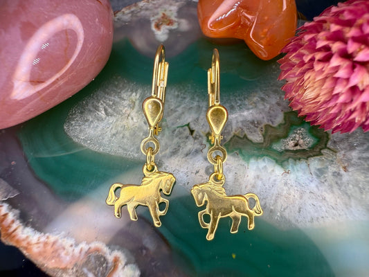 14 karaat gouden paarden oorbellen