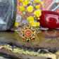 14 karaat gouden ring met bloedkoraal