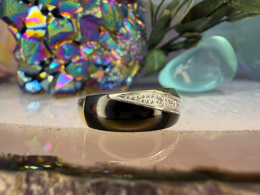 8 karaat onyx en diamant ring