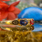 14 karaat gouden ring met saffier en robijn
