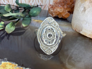 Zilveren bewerkte ring