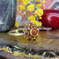 14 karaat gouden ring met bloedkoraal