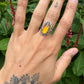 Zilveren ring met gele steen