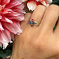 14 karaat gouden ring met saffier en toermalijn