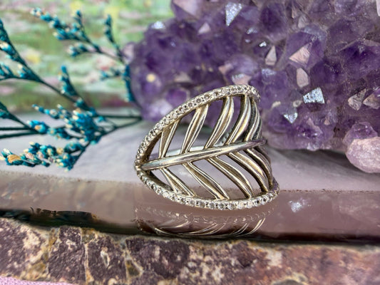 Zilveren blad ring