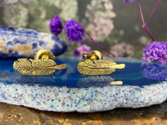 14 karaat gouden veer oorknoppen