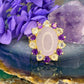 14 karaat gouden ring met jade, amethist en topaas