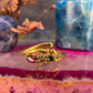 18 karaat gouden ring met robijn, smaragd en diamant