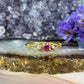 18 karaat gouden robijn en diamant ring