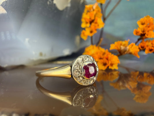 10 karaat robijn en diamant ring