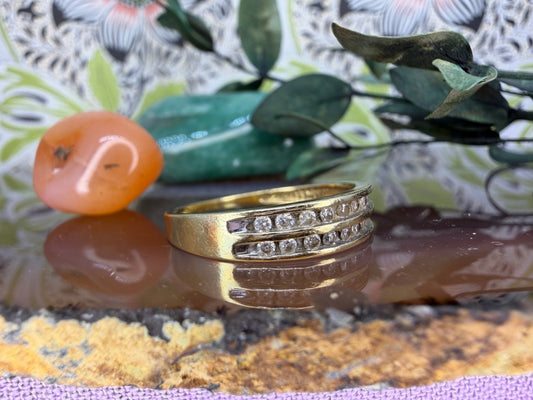 14 karaat gouden diamanten ring