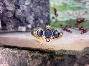 18 karaat gouden ring met toermalijn en parel