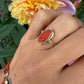 14 karaat gouden bloedkoraal ring