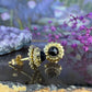 14 karaat gouden granaat oorknoppen