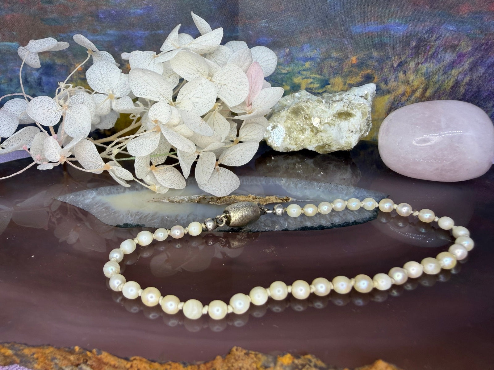 14 karaat witgouden parel armband