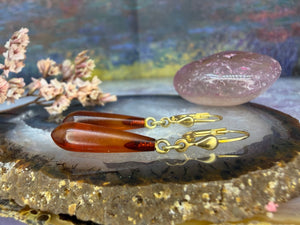 14 karaat gouden amber oorbellen