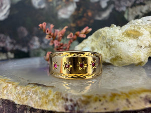 14 karaat gouden ring met robijntjes