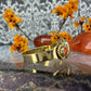 14 karaat gouden bloedkoraal ring