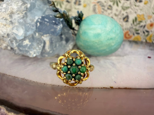 14 karaat gouden malachiet ring