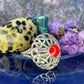 Zilveren ring met rood steentje