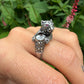 Zilveren panter ring met robijn