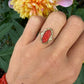 14 karaat gouden bloedkoraal ring