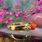 14 karaat gouden ring met bloedkoraal
