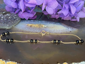 14 karaat gouden onyx armband