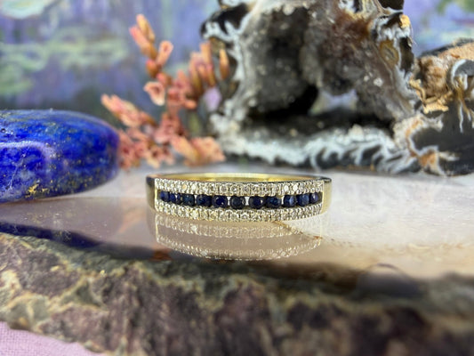 14 karaat gouden diamant en saffier ring